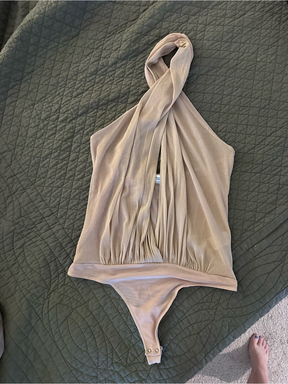 Abercrombie & Fitch Shimmery Beige Draped Top